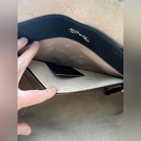 New Longchamp Larger Le Roseau Leather Tote In Black - Picture 10 of 13